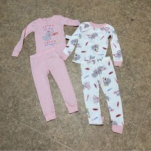 NWT/NWOT 3T Carter's Pink/Gray Painter Elephant 4 Piece Set Snug-Fit Pajamas.